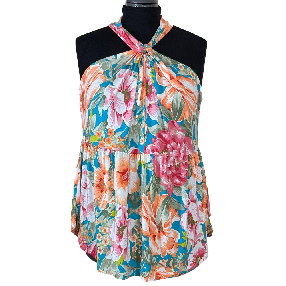 Be Stage Tropical Floral Halter Neck Blouse SKU1471